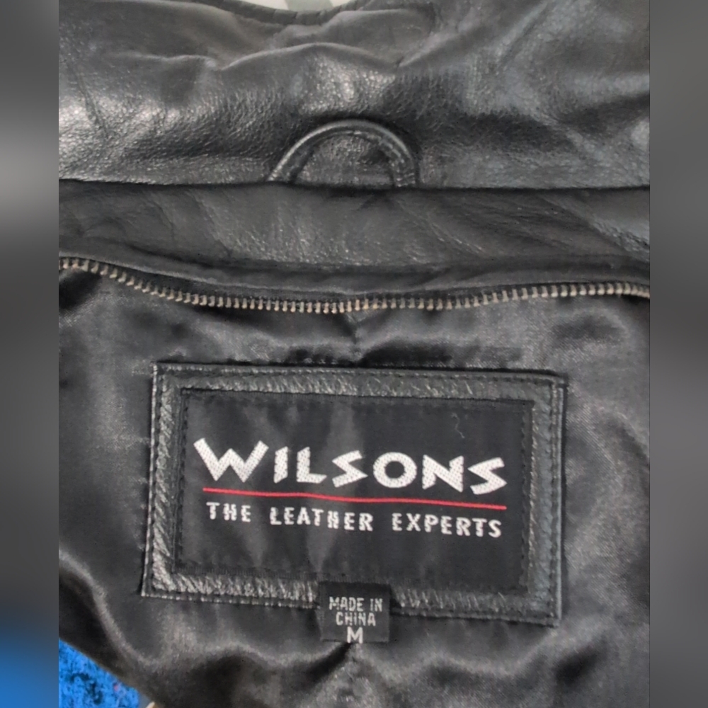 Wilsons Leather Jacket Outside Zip & Buttons Men's M Black Thinsulate Lined - Picture 13 of 16